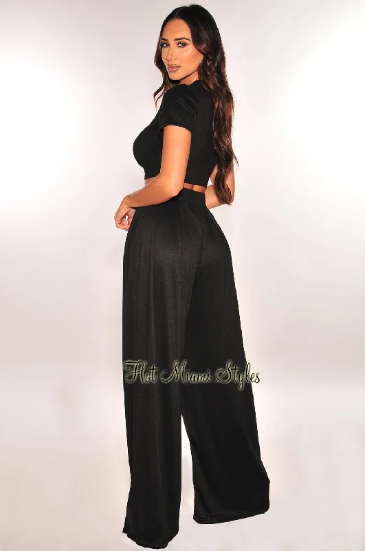 black-short-sleeve-cropped-high-waist-pleated-wide-leg-pants-two-piece-set