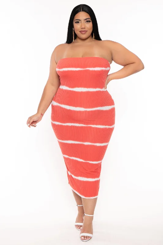 plus-size-lizah-tube-dress-cardigan-set-coral