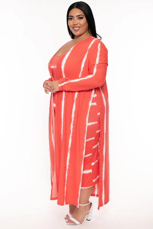 plus-size-lizah-tube-dress-cardigan-set-coral