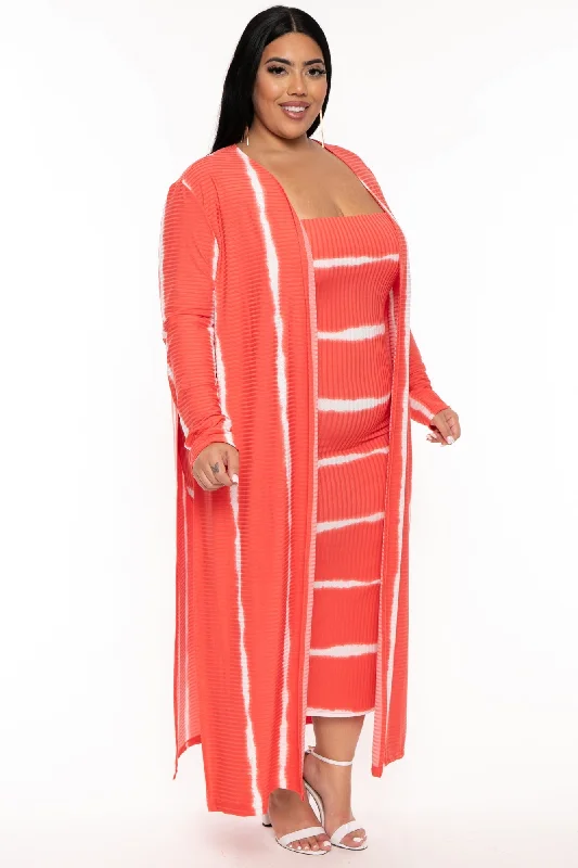 plus-size-lizah-tube-dress-cardigan-set-coral