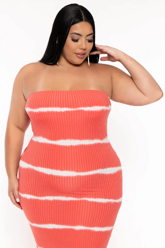 plus-size-lizah-tube-dress-cardigan-set-coral