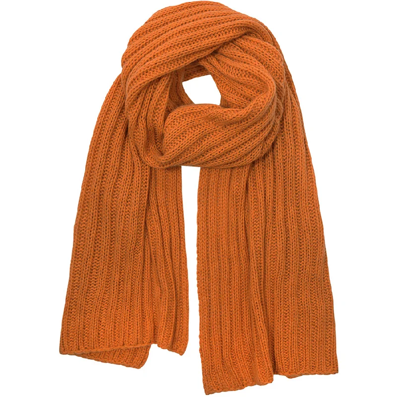 RIBBED CASHMERE SCARF IN RUSTY ORANGE