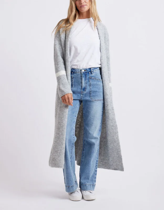 Manhattan Longline Cardigan - Grey Marle