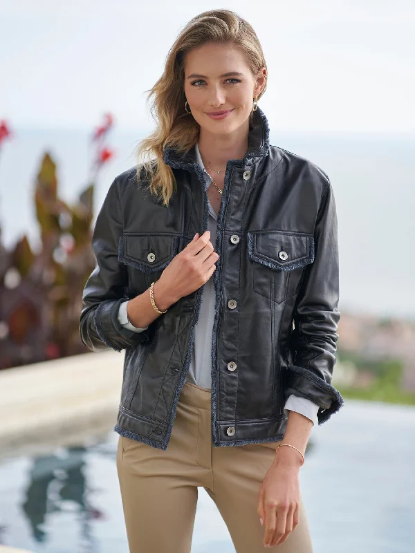 Natalie Washed Leather Jean Jacket