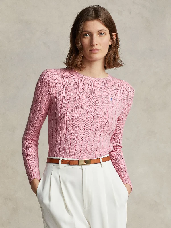 Maglia a Trecce in Cotone Rosa