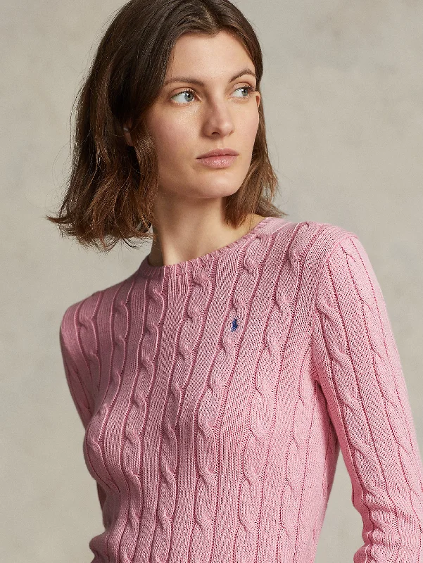 Maglia a Trecce in Cotone Rosa