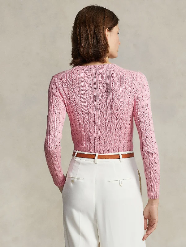 Maglia a Trecce in Cotone Rosa