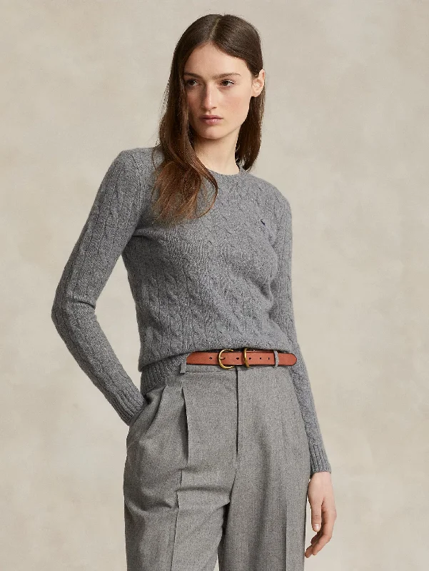 Maglia a Trecce in Misto Cashmere Grigio