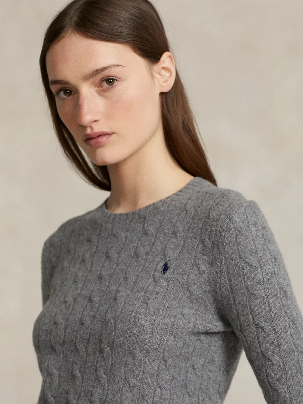 Maglia a Trecce in Misto Cashmere Grigio