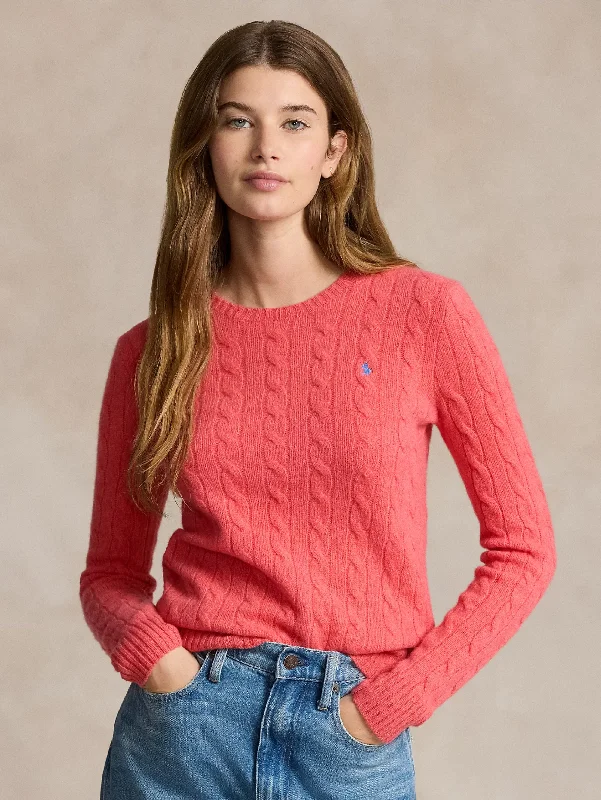 Maglia a Trecce in Misto Cashmere Rosa