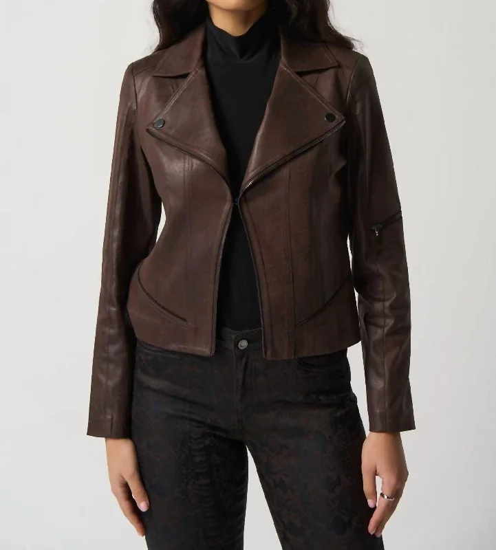 Suede Moto Jacket In Mocha