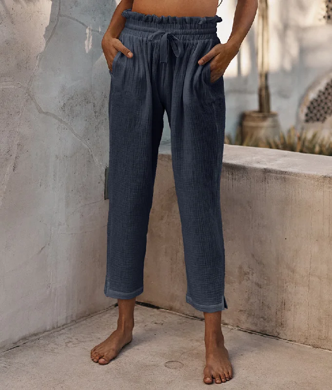 The Going Places Gauze Drawstring Pant - Midnight