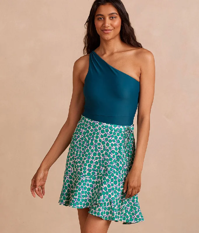 The Silky Luxe Short Beach to Brunch Wrap Skirt - Summer Sprig in Seagreen