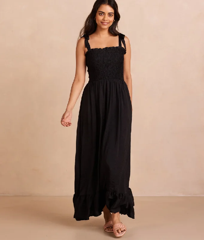 The Silky Luxe Smocked Maxi Dress - Sea Urchin