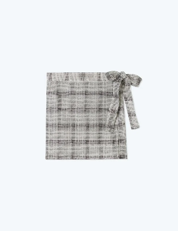 The Wrap Cover-Up Skirt - Modern Plaid in White Sand