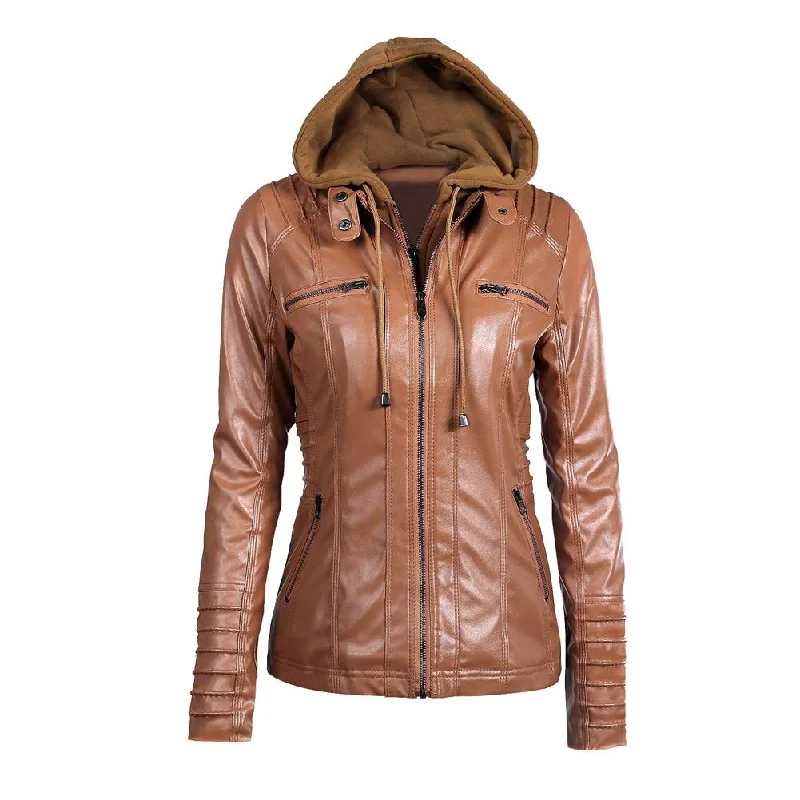 Autumn Winter Women Faux Leather Jacket