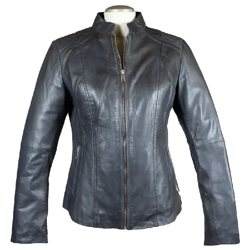 BOL Women's Basket Weave Accent Leather Jacket