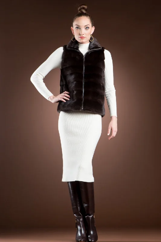 Reversible to Leather Chestnut Mink Fur Vest