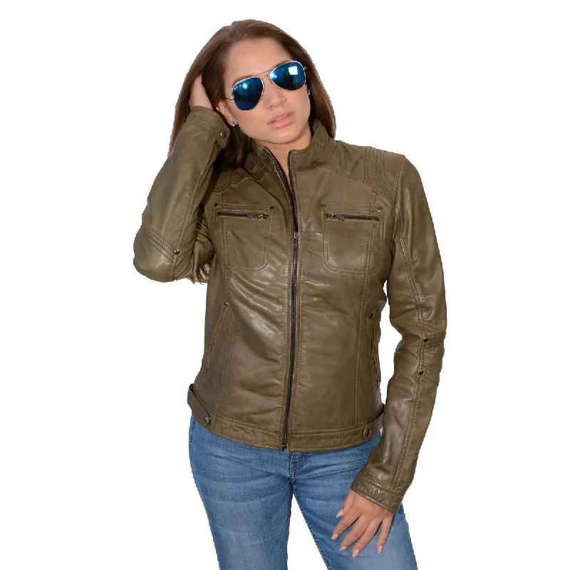 Milwaukee Leather SFL2800 Women's 'Racer' Olive Stand Up Collar