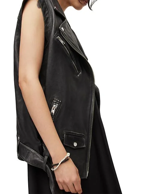 Women's Billie Leather Moto Vest