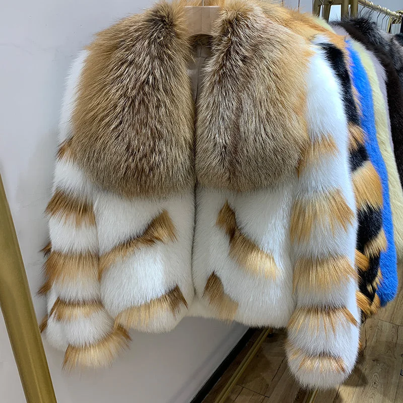 Big Collar Fox Fur Splash Coats