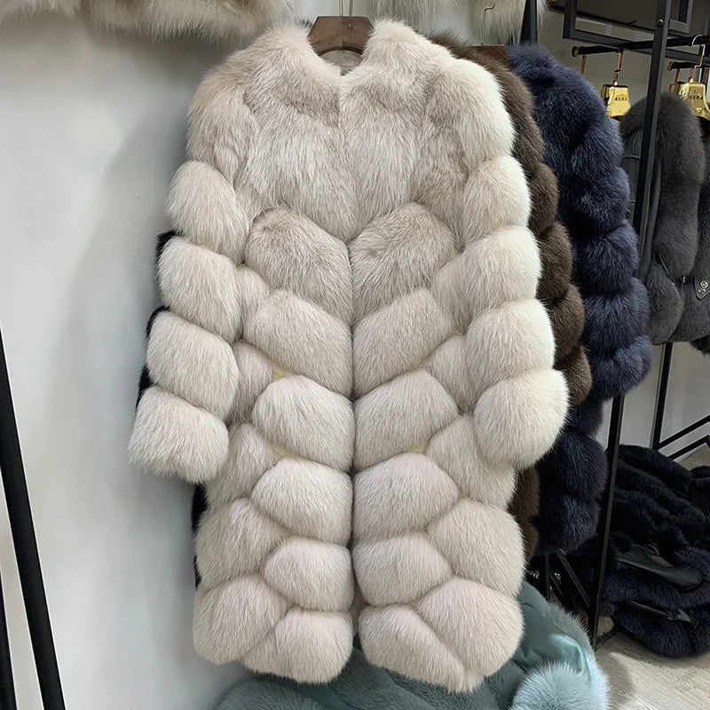 Natural Fur Pattern Long Coats