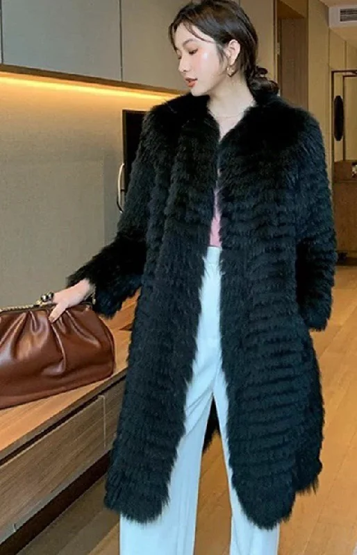 Fur Strip Sewed X-Long Coats