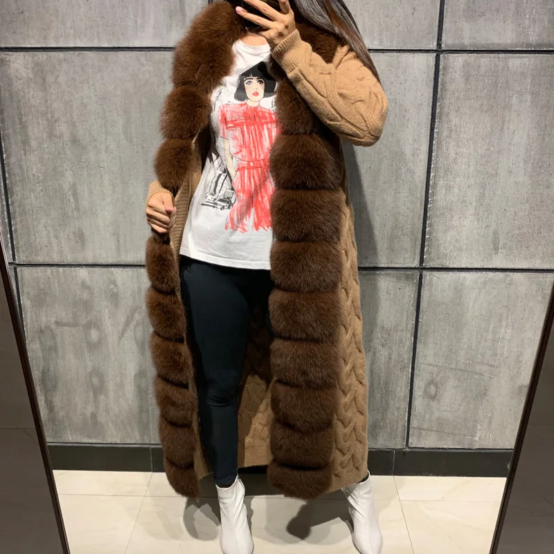 Real Fur Cardigan X-long Sweaters