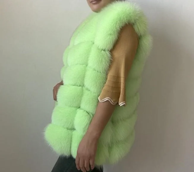 Real Fur Fox Waist Vests