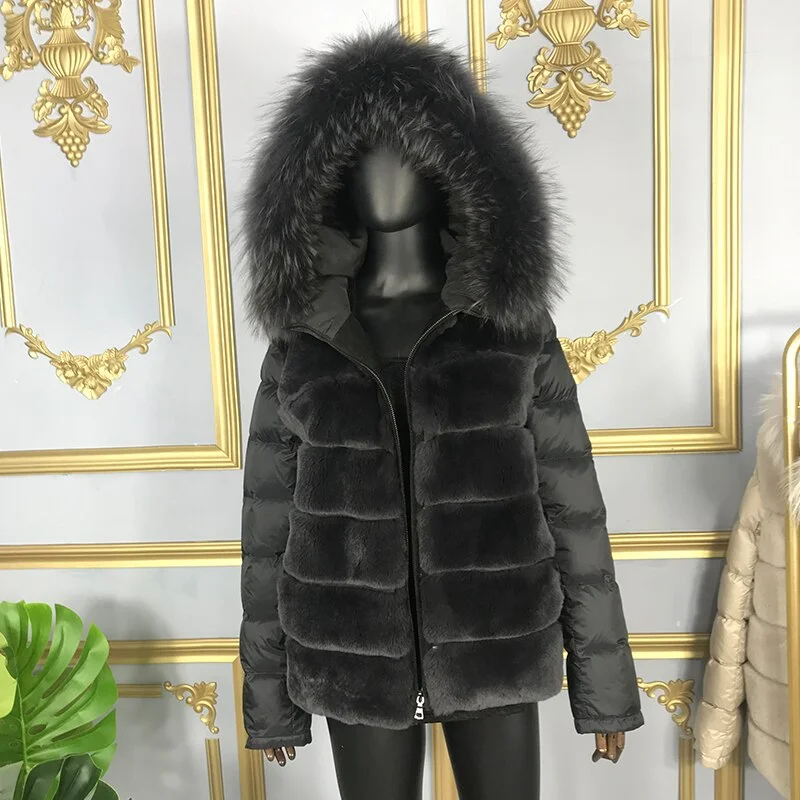 Real Rex Rabbit Fur Bubble Down Coats