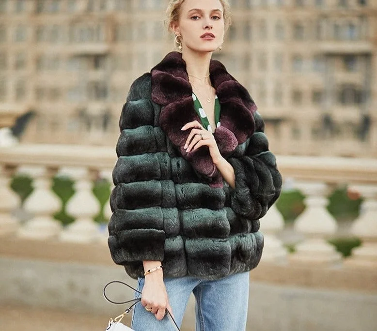 Rex Rabbit Fur & Chinchilla Collar Coat