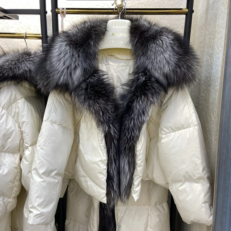 Silver Fox Collar Down Coats