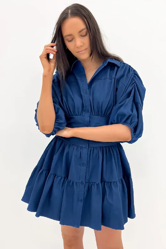 Cambri Denim Mini Dress Blue