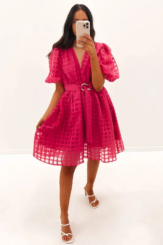 Cindie Midi Dress Hot Pink