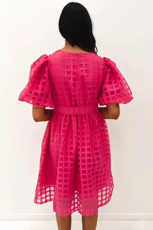 Cindie Midi Dress Hot Pink