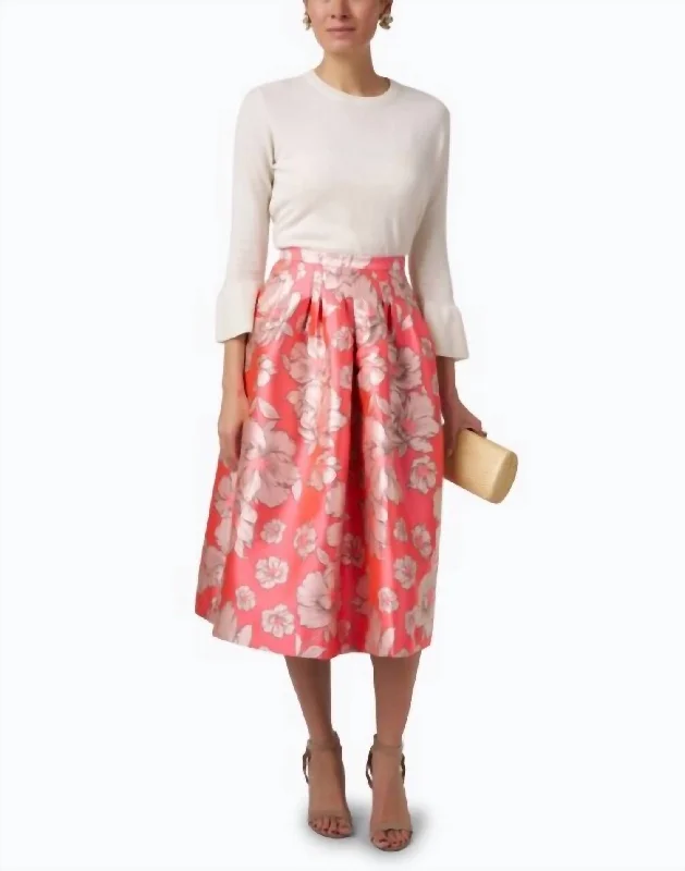 Coral Floral Full Skirt