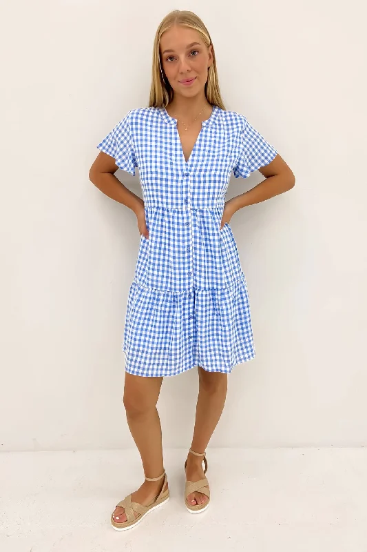 Elijah Mini Dress Blue Gingham