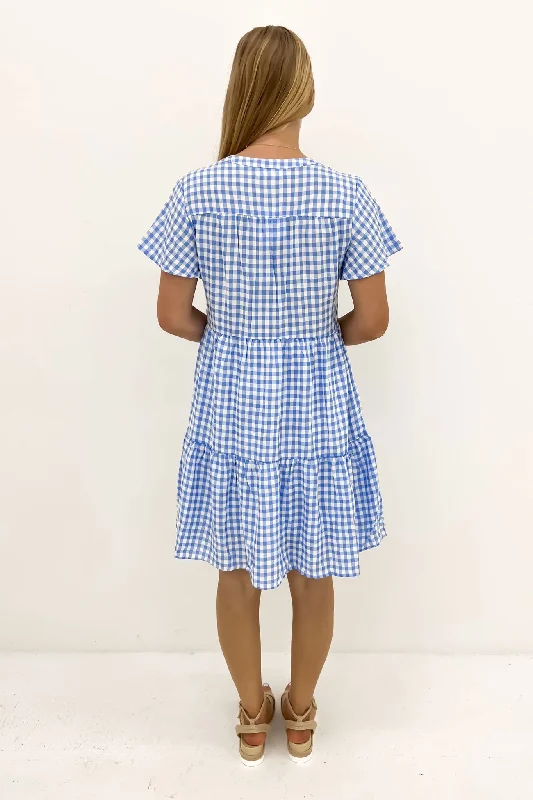 Elijah Mini Dress Blue Gingham