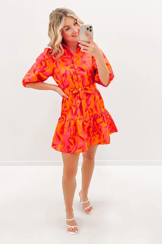 Georgi Mini Dress Orange Pink