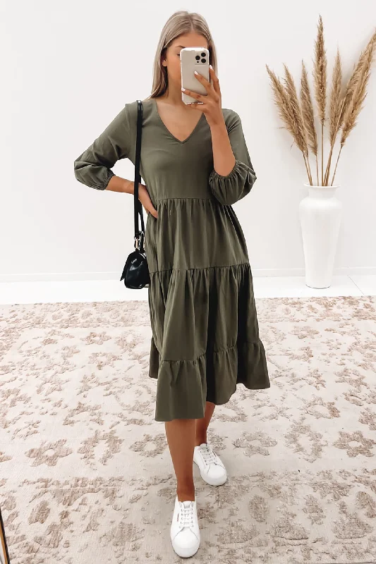 Jessika Midi Dress Khaki