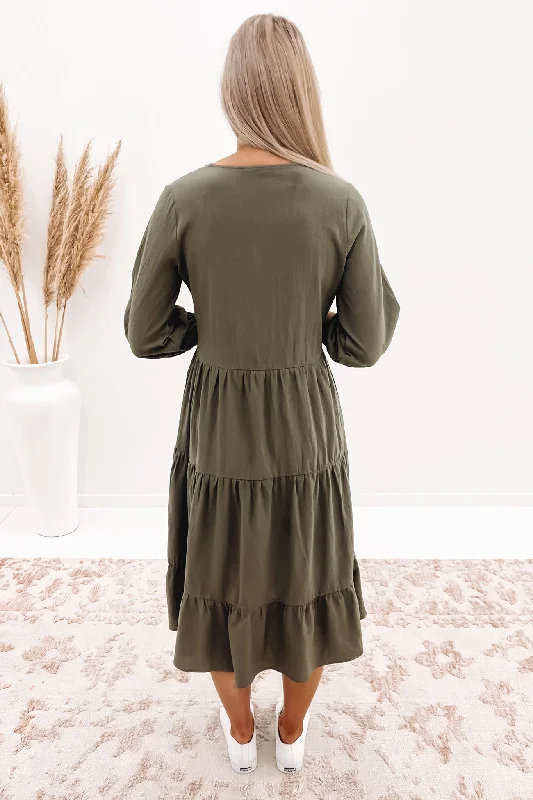 Jessika Midi Dress Khaki