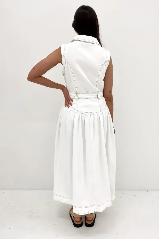 Kass Denim Maxi Dress White