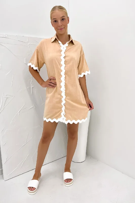 Kaylee Mini Dress Tan White