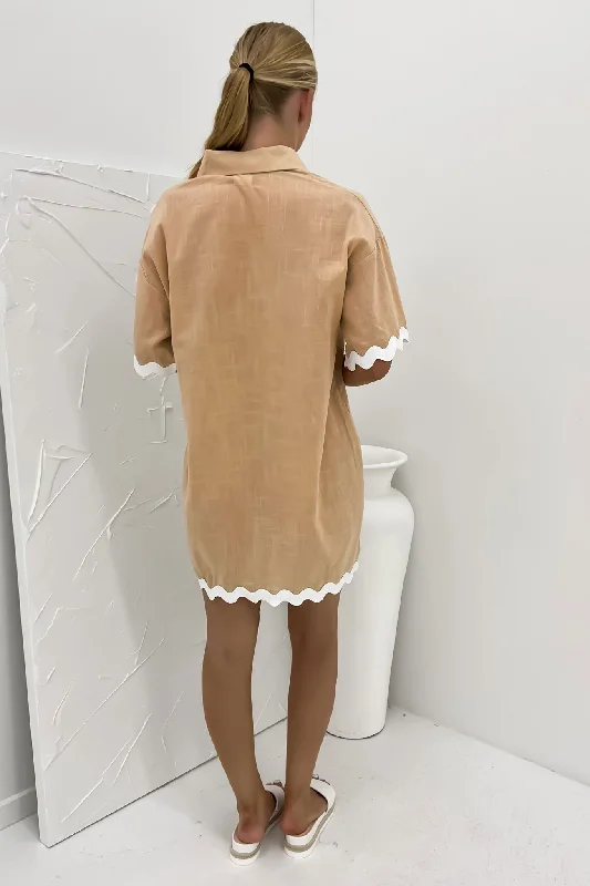 Kaylee Mini Dress Tan White