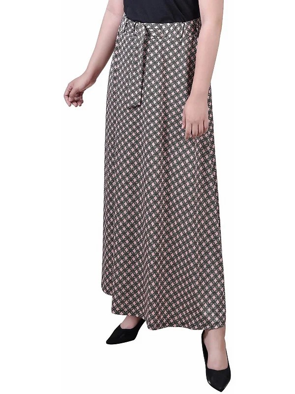 Petites Womens Printed Maxi Maxi Skirt