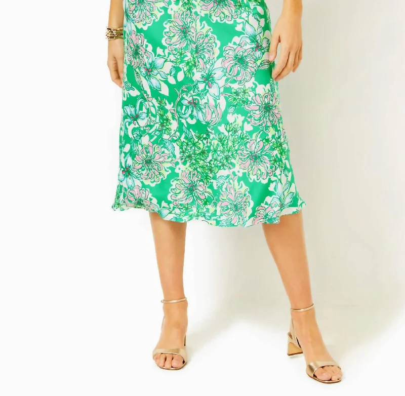 Rennox Midi Skirt In Spearmint Blossom Views