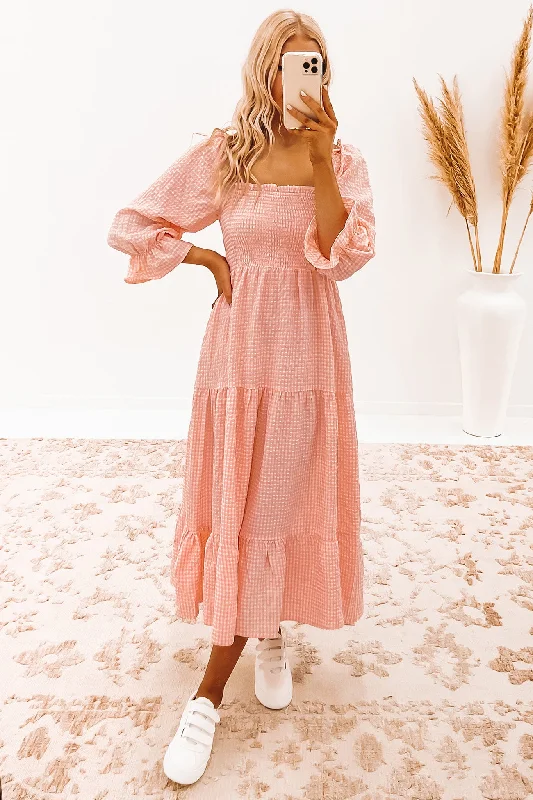 Stassi Maxi Dress Pink Check