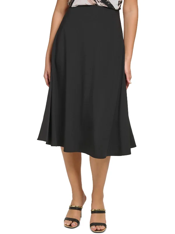 Womens A-Line Pull On Midi Skirt