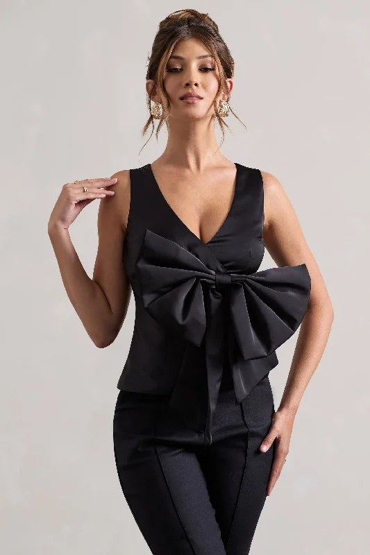 adoration-black-satin-plunge-neck-top-with-bow-cl134738002