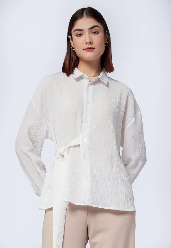 Belted Long Sleeve Blouse